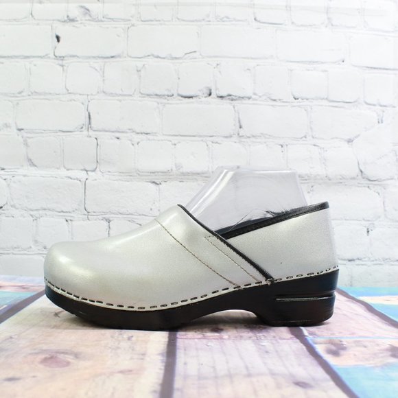 Sanita Shoes - Sanita Metallic Leather Stapled Clog Size 40 US 10
